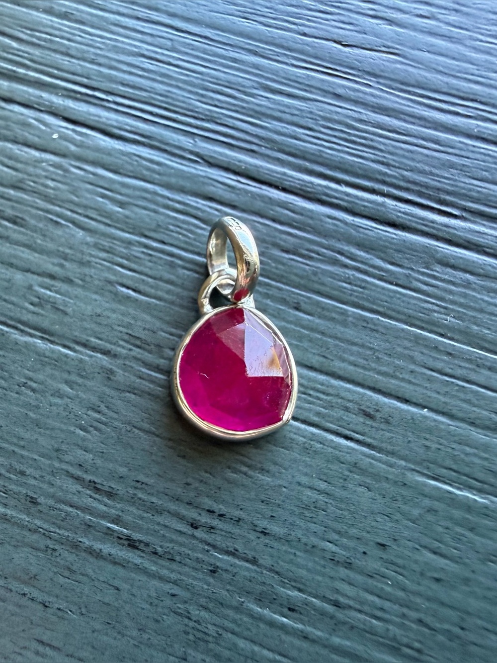 Monica Vinader Siren Bezel Gemstone Small Pendant Sterling Silver & Pink Quartz